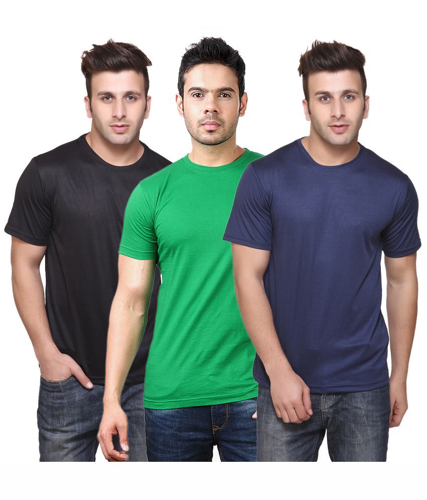     			Funky Guys Polyester Slim Fit Solid Half Sleeves Men's Round Neck T-Shirt - ( Pack of 3 )