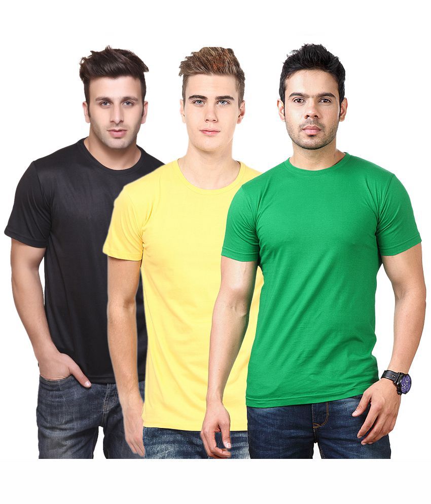     			Funky Guys Polyester Slim Fit Solid Half Sleeves Men's Round Neck T-Shirt - ( Pack of 3 )