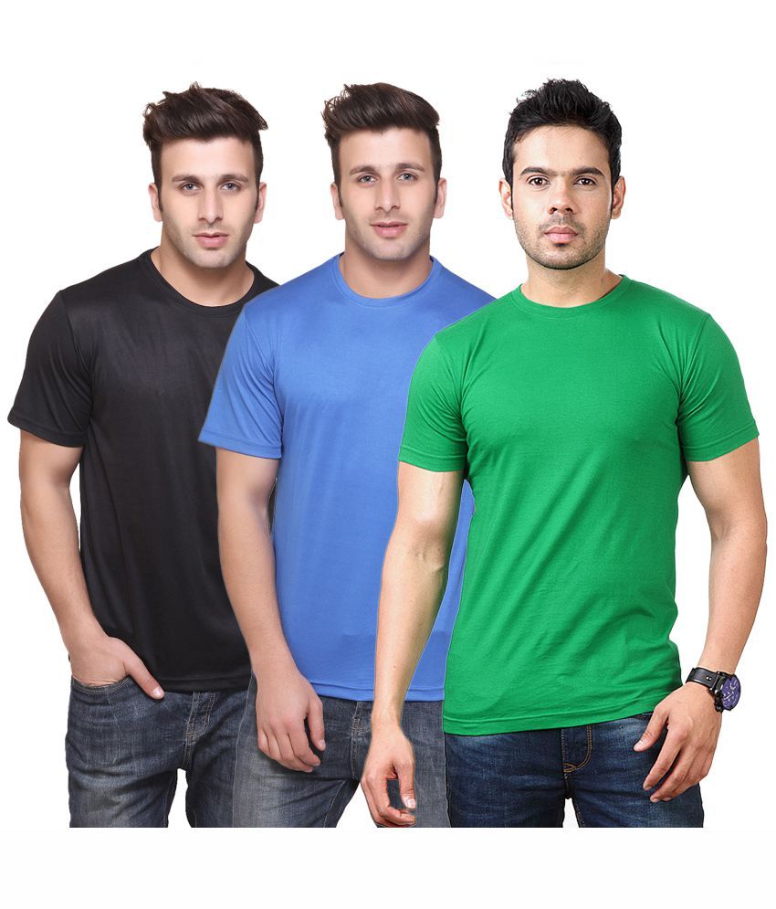     			Funky Guys Polyester Slim Fit Solid Half Sleeves Men's Round Neck T-Shirt - ( Pack of 3 )