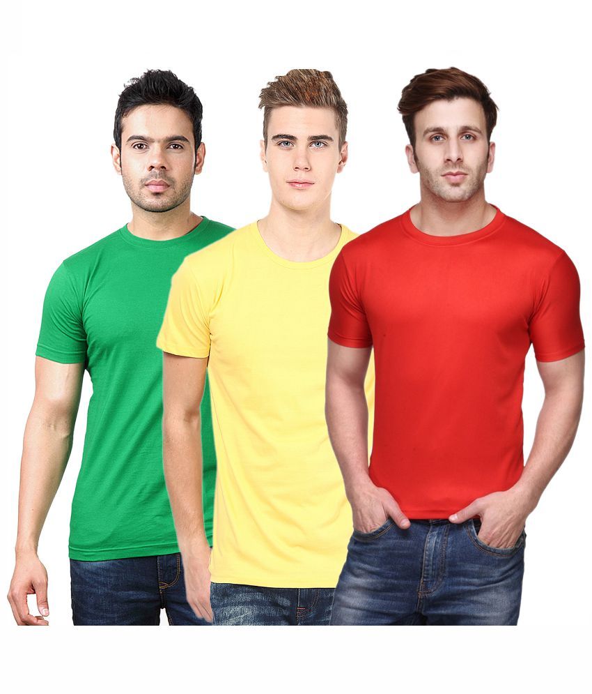     			Funky Guys Polyester Slim Fit Solid Half Sleeves Men's Round Neck T-Shirt - ( Pack of 3 )