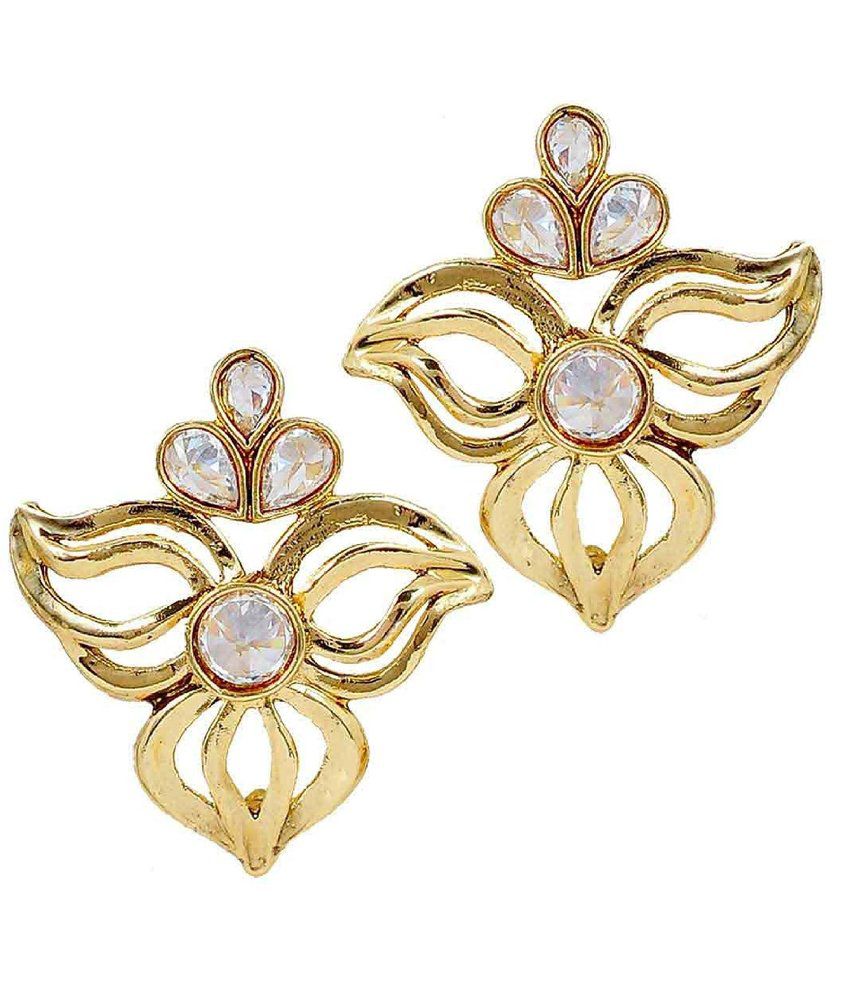     			The Jewelbox Gold Cz Brass Gold Plated Stud Earrings