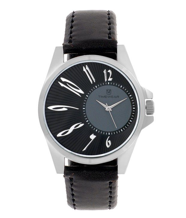 H Timewear Black Strap Leather Watch Price in India: Buy H Timewear ...