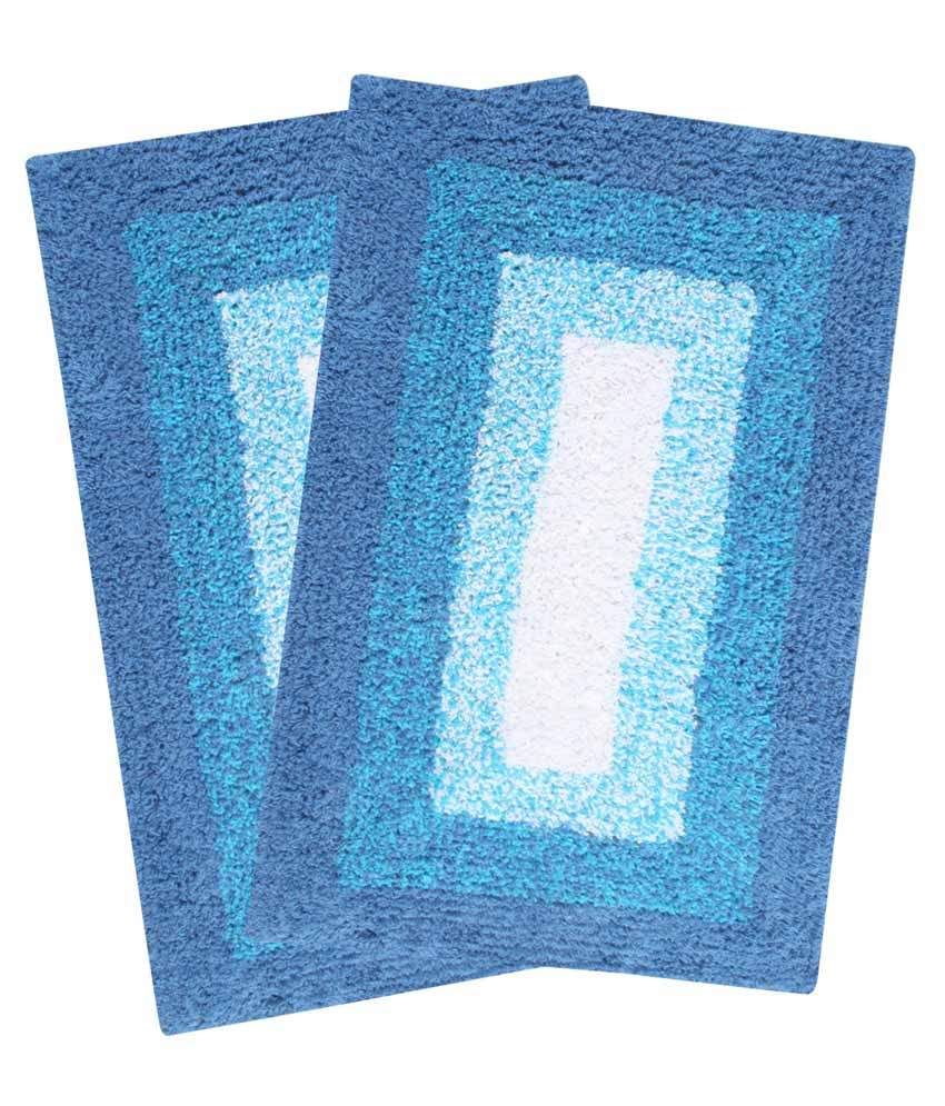 Saral Home Combos Cotton Bath Mats Blue Buy Saral Home Combos