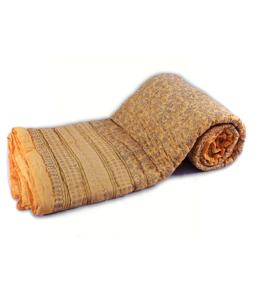 Jaipur Textile Hub Yellow Double Size Quilt Buy Jaipur Textile Hub