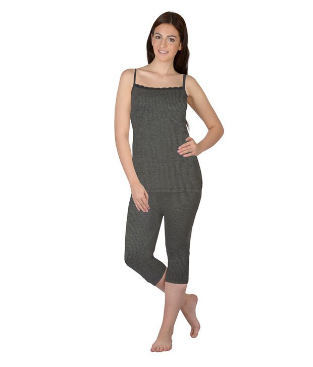     			Selfcare Gray Viscose Thermal Women's Pyjama & Top Set