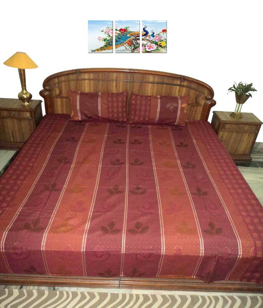 Design Villa Brown Silk Bed Cover With 2 Pillow Cover Buy Design