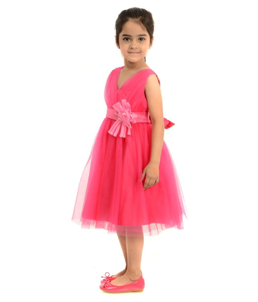 StyleMyKidz Pink Net Sleeveless Frock - Buy StyleMyKidz Pink Net ...