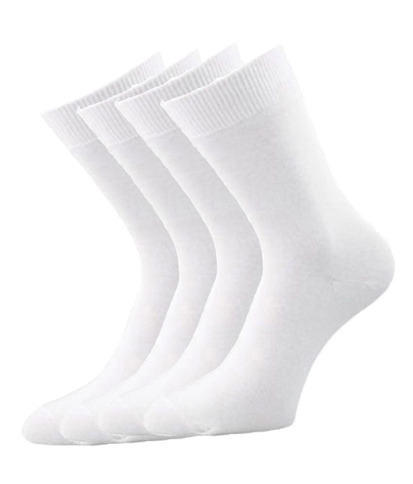     			Footprints White Formal Full Length Socks For Men Pack Of 4 Pairs