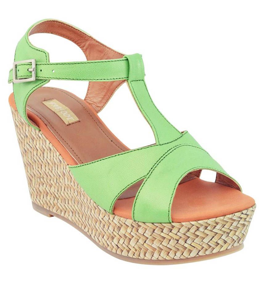 Fabfoot Green Wedge Sandals Price in India- Buy Fabfoot Green Wedge Sandals Online at Snapdeal