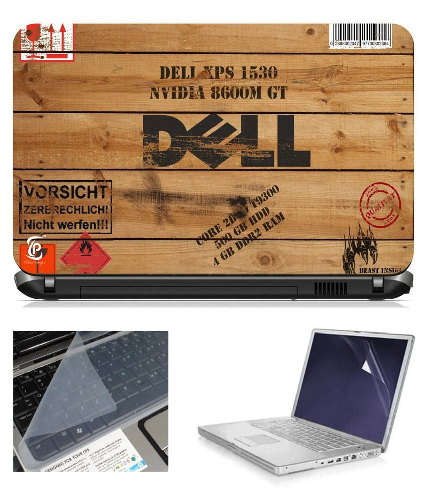 Print Shapes Dell Wooden 15.6 Inch Laptop Skin With Screen Protector