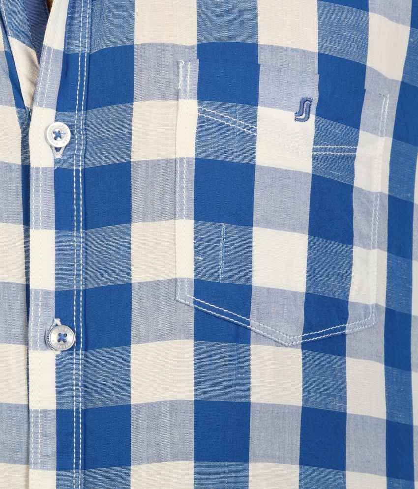 blue jeans checkered shirt