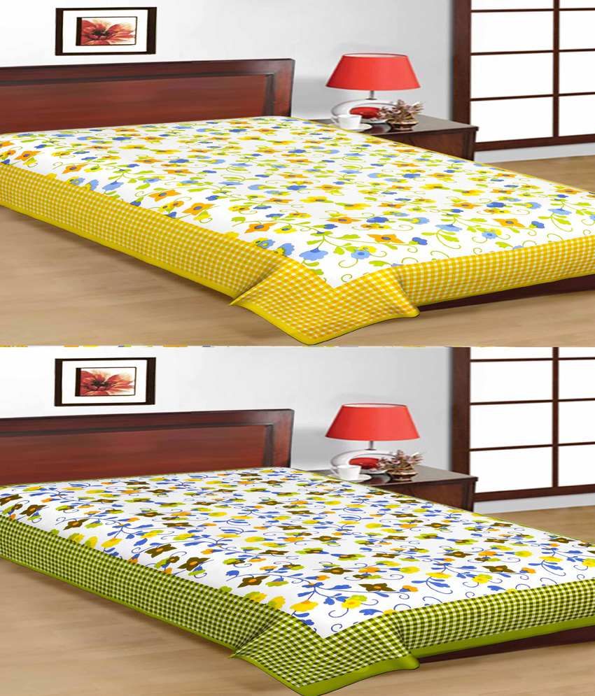 UniqChoice Jaipuri Traditional Printed Multicolor Cotton Single Bedsheet Combo Of 2 Buy