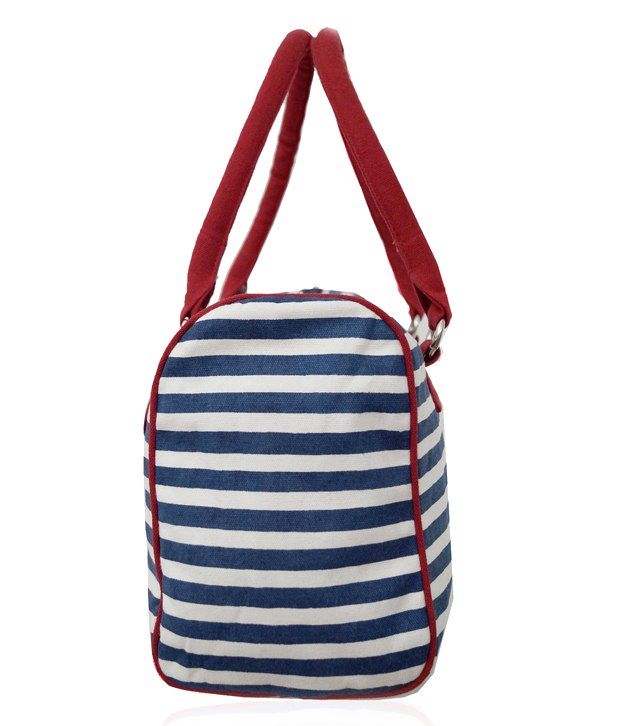 red and blue handbag