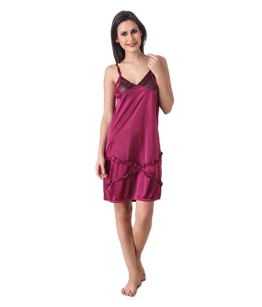 Buy Christy World Red Satin Nighty Online at Best Prices in India ...
