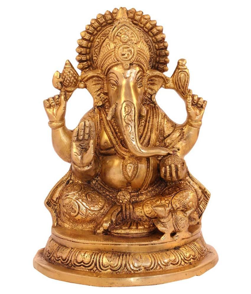 Statuestudio Yellow Brass Ganesha Sitting: Buy Statuestudio Yellow ...