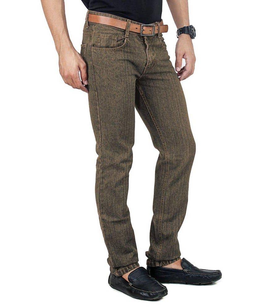 Uber Urban Brown Regular Fit Jeans - Buy Uber Urban Brown Regular Fit