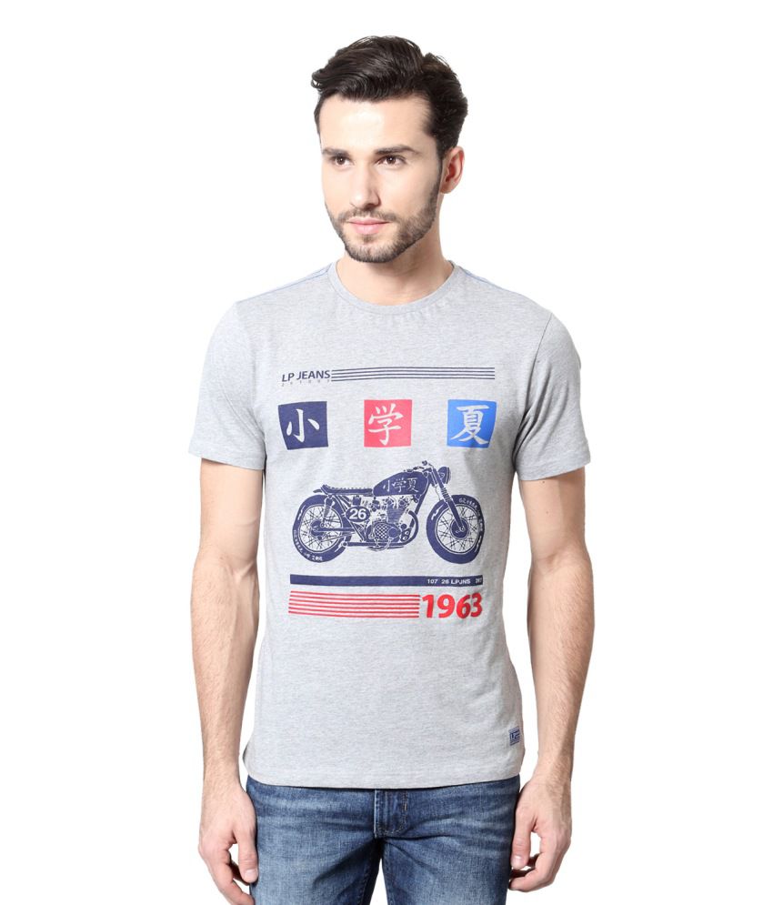 Louis Philippe Grey Cotton T-shirt - Buy Louis Philippe Grey Cotton T-shirt Online at Low Price ...