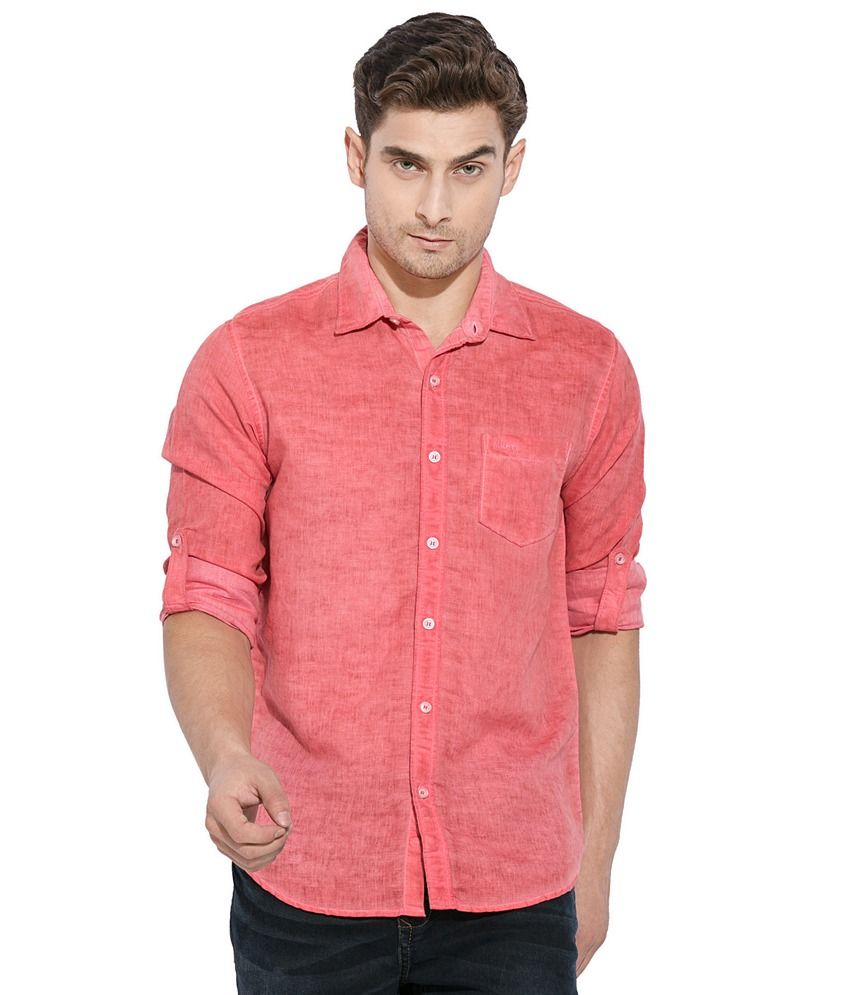 slim fit linen blend shirt