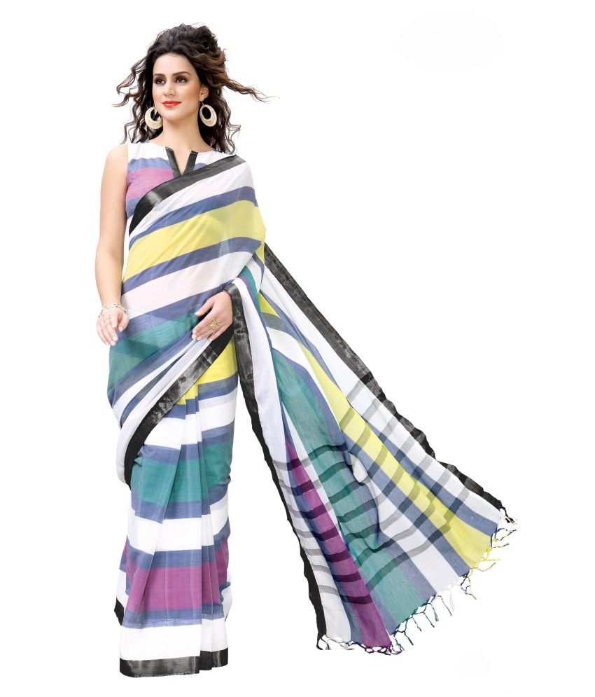 Reet Combo of Green and Beige Cotton Sarees with Blouse Piece - Buy ...