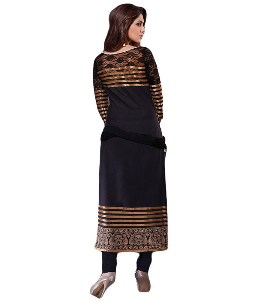 simple black suit with golden dupatta