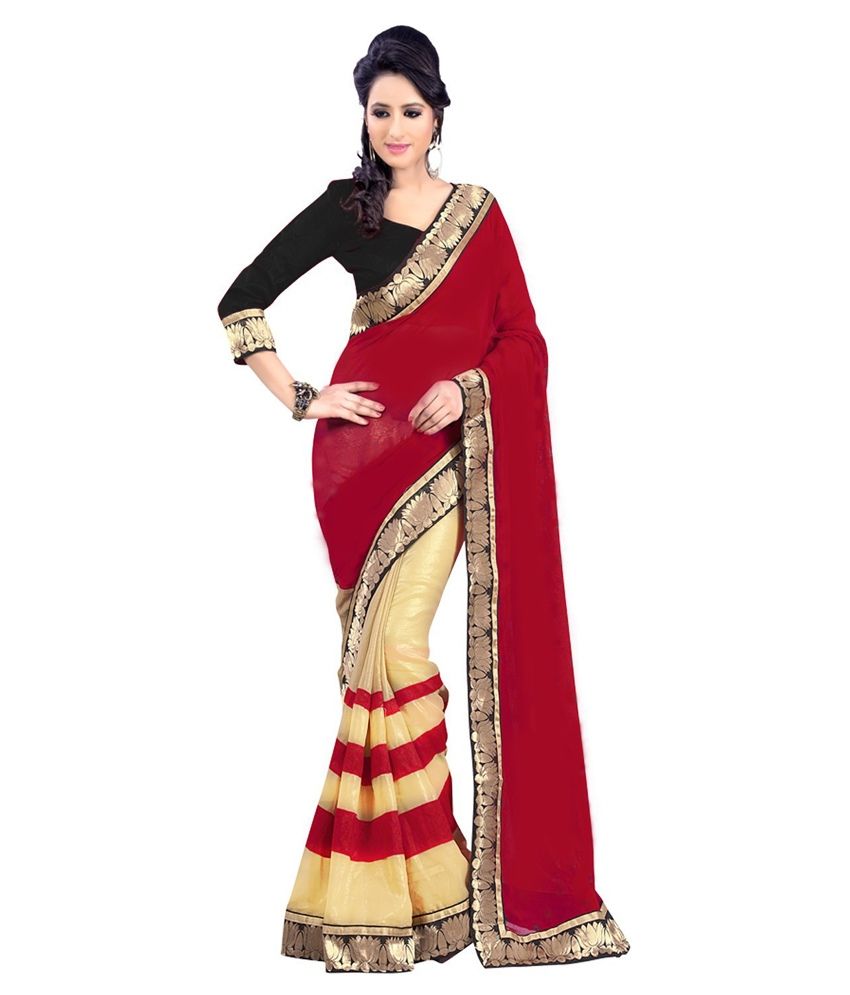 red chiffon sarees online