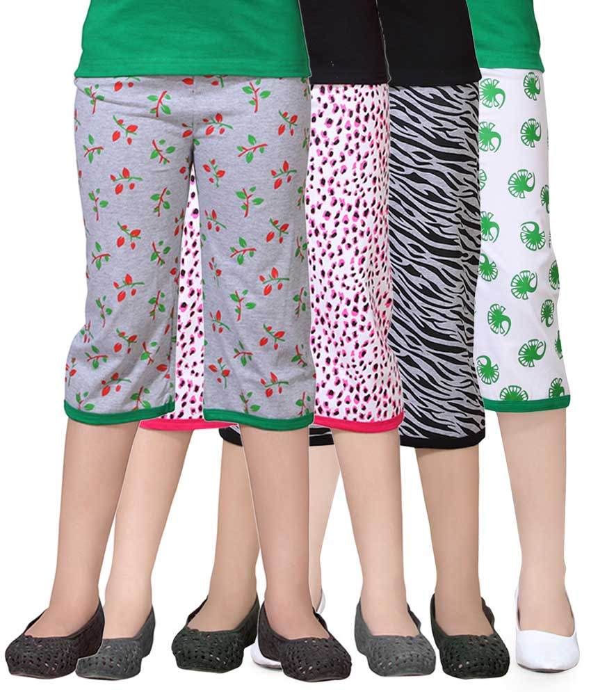     			Sini Mini - Multicolor Cotton Girls Capris ( Pack of 4 )