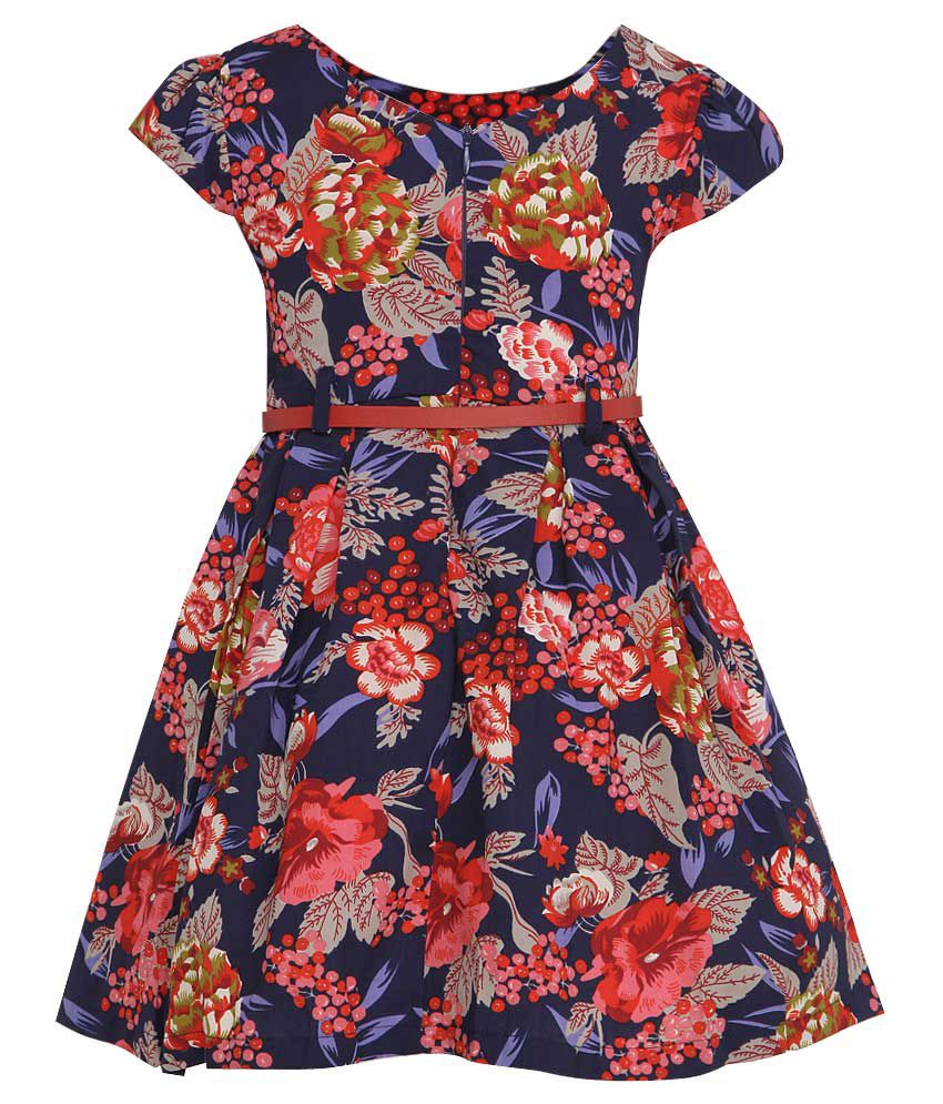 Peppermint Navy & Red Floral Printed Polyester Dress - Buy Peppermint ...