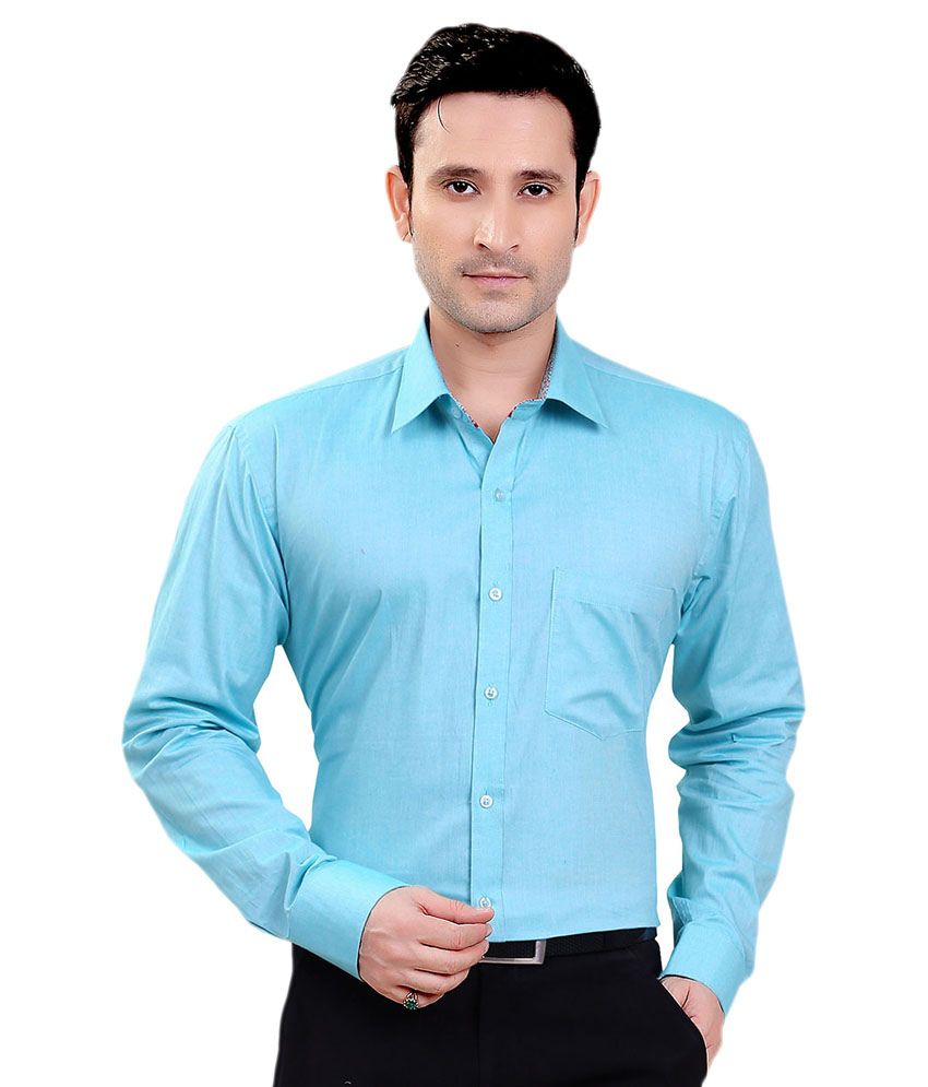 Alanti Teal Blue Solid Cotton Formal Shirt - Buy Alanti Teal Blue Solid ...