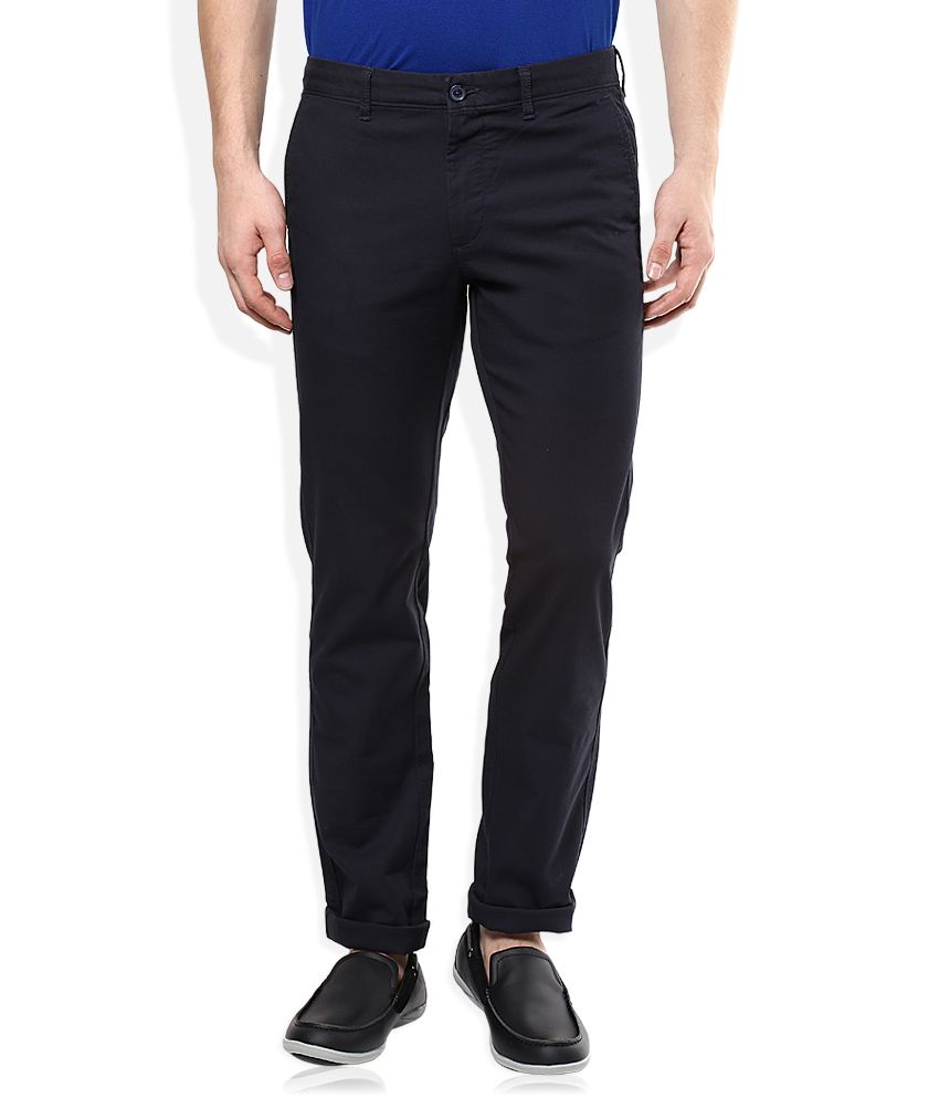 Indian Terrain Navy Slim Fit Casual Trouser - Buy Indian Terrain Navy Slim Fit Casual Trouser 