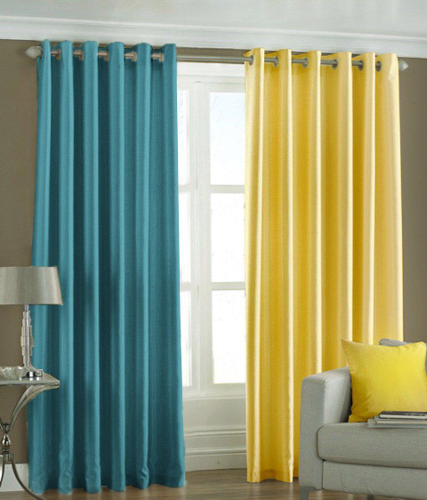     			Homefab India Plain Semi-Transparent Eyelet Door Curtain 6ft (Pack of 2) - Multicolor
