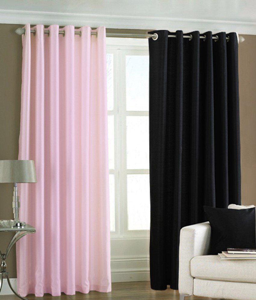     			Homefab India Plain Semi-Transparent Eyelet Window Curtain 5ft (Pack of 2) - Multicolor