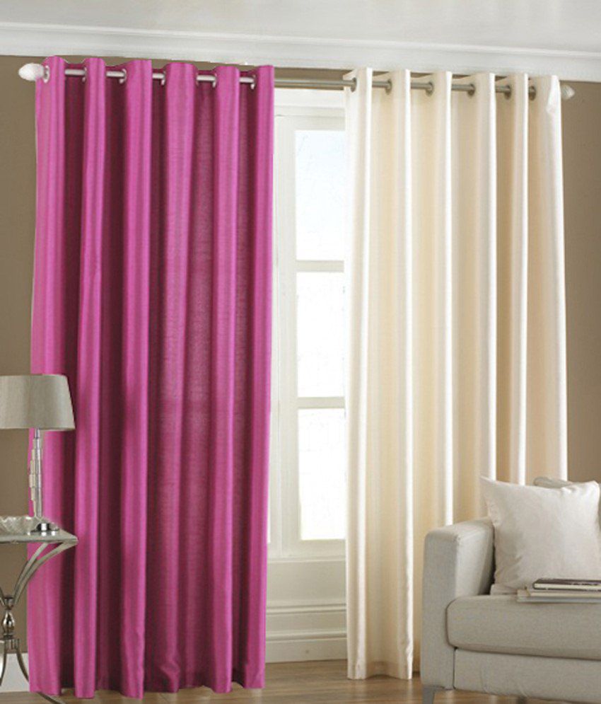     			Homefab India Plain Semi-Transparent Eyelet Window Curtain 5ft (Pack of 2) - Multicolor