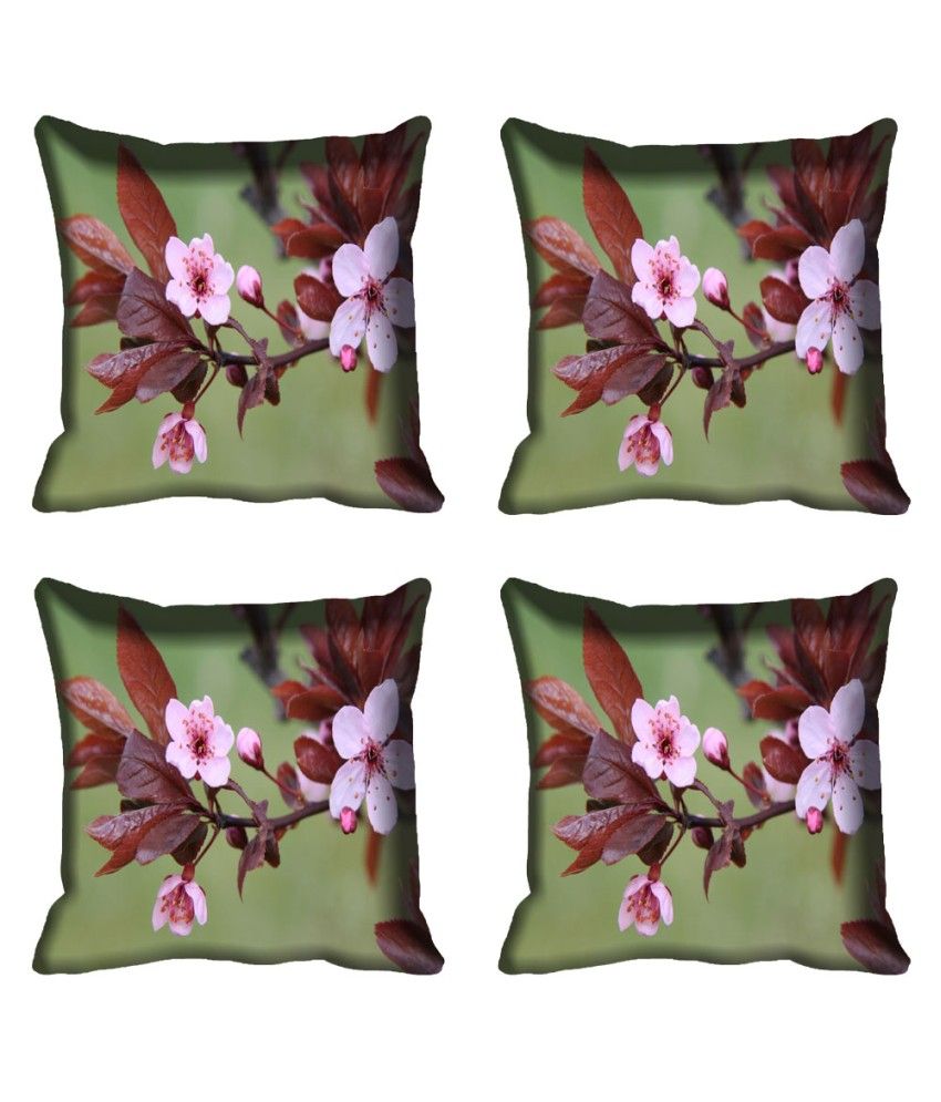 Mesleep Green Floral Satin Cushion Covers Set Of 4 Buy Online at Best Price Snapdeal