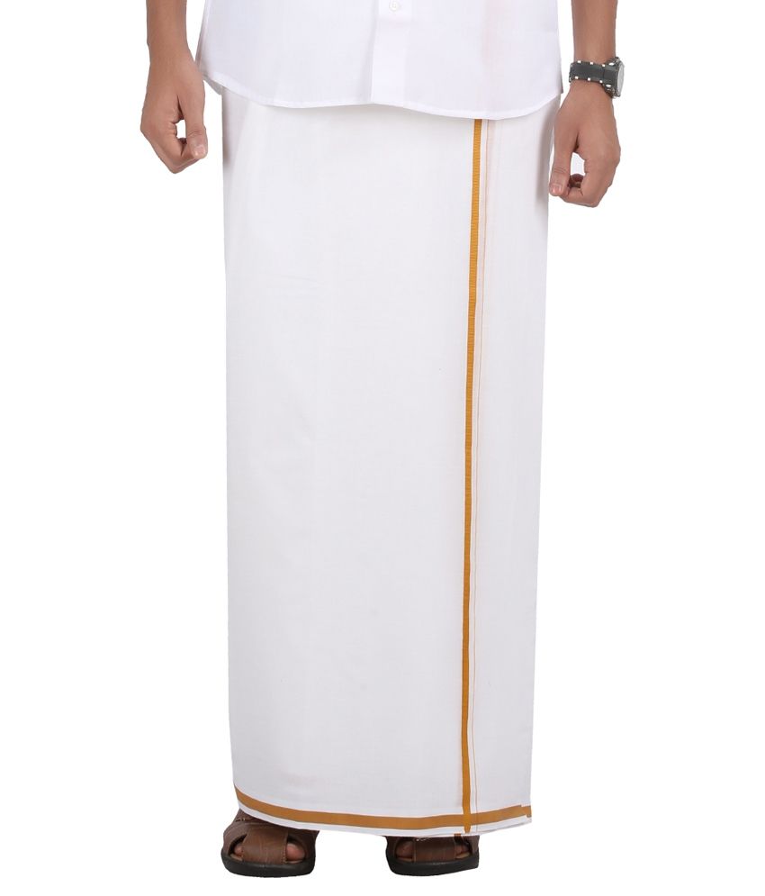 Prakasam Cotton White Cotton Dhoti - Buy Prakasam Cotton White Cotton Dhoti Online at Low Price 