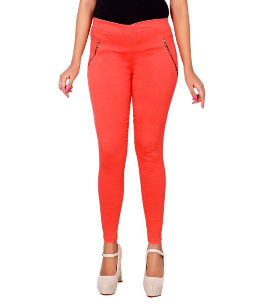 orange jeggings