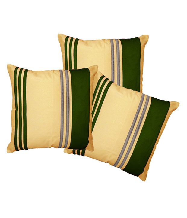 Car Vastra Green Striped Cushion Cover Set of 3 Pcs Buy Online at Best