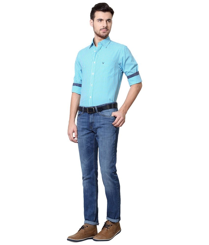 allen solly blue check shirt