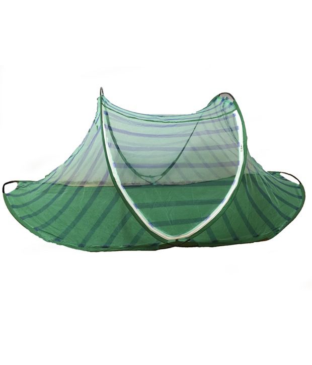     			Riddhi Mosquito Net Single Green Stripes Mosquito Net