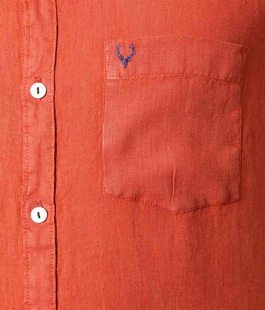Allen Solly Orange Solid Casual Linen 