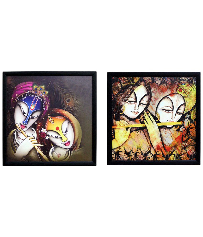     			eCraftIndia Multicoloured Pack of 2 Framed UV Art Print Paintings