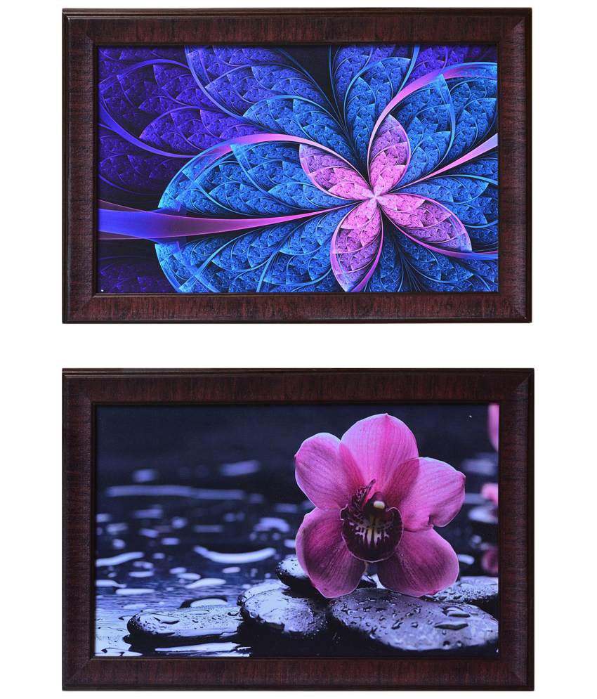     			eCraftIndia Pink & Blue Pack of 2 Framed UV Art Print Paintings