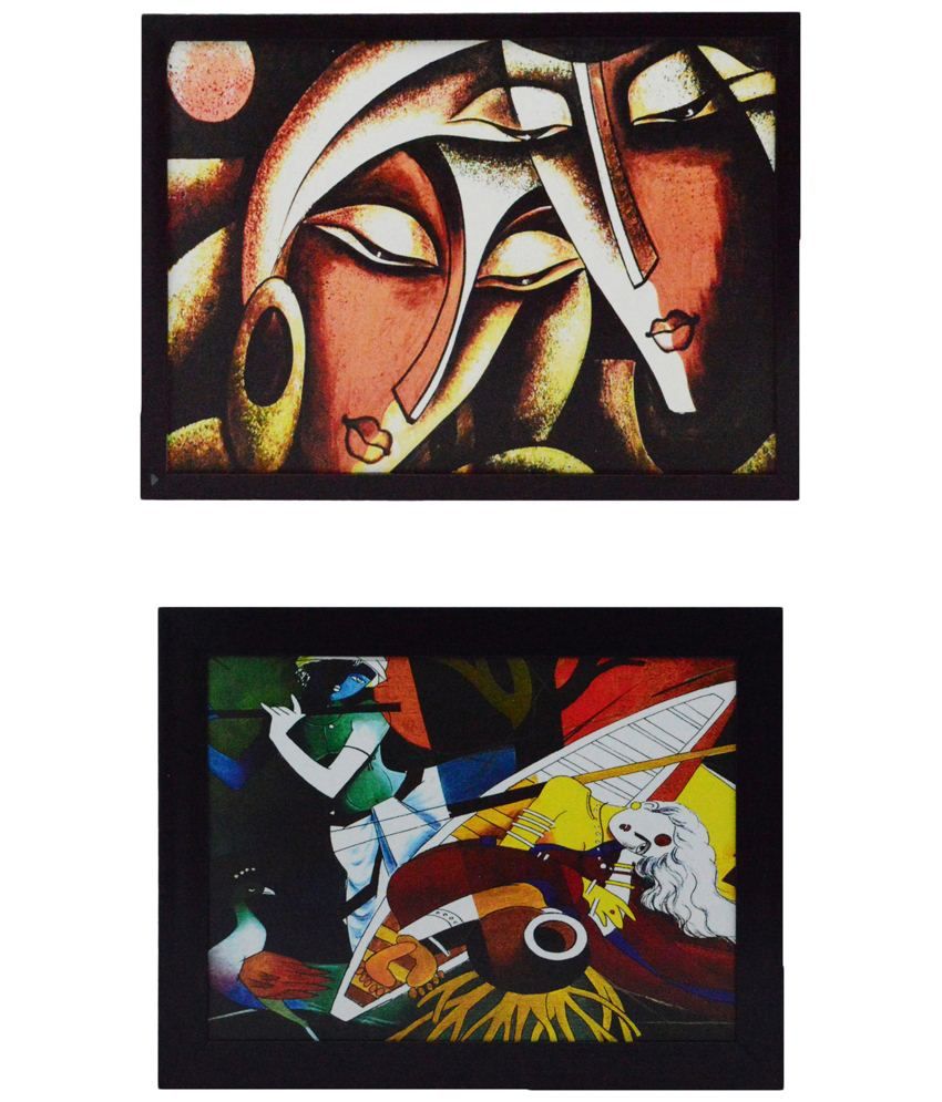     			eCraftIndia Superb Multicoloured Pack of 2 Framed UV Art Print Paintings