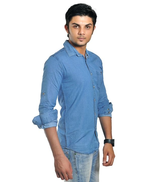 sky blue shirt denim