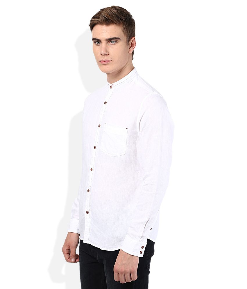 United Colors Of Benetton White Slim Fit Linen Blend Shirt - Buy United ...
