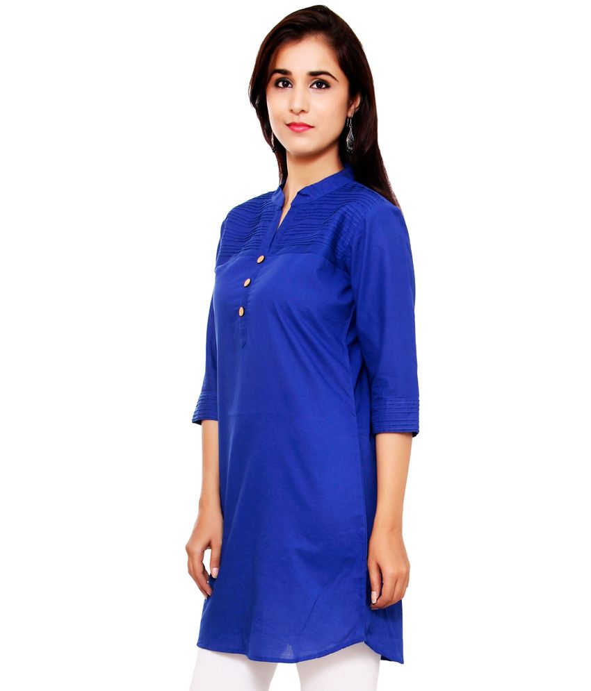 Indian Virasat Blue Cotton Tunics - Buy Indian Virasat Blue Cotton ...