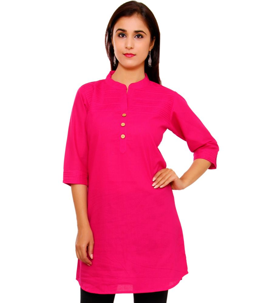 Indian Virasat Pink Cotton Tunics - Buy Indian Virasat Pink Cotton ...