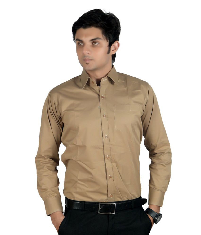 La Mall Men's Brown Cotton Comfort Fit Solid Formal Shirt - Buy La Mall ...