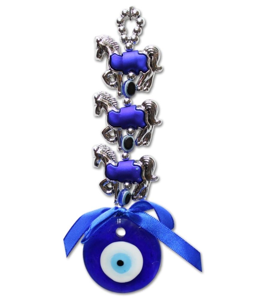     			Hometales Feng Shui 3 Horse Evil Eye Along With Old Tradition 5 Nazar Battu Car And Door Hanging