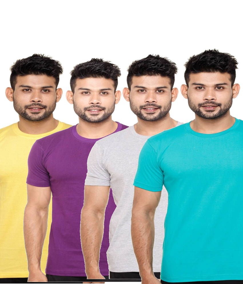     			Fleximaa Combo of Multicoloured Cotton T-shirts pack of 4