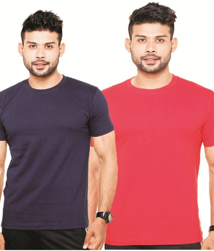     			Fleximaa Combo of Navy and Pink Cotton T-shirts